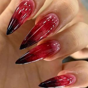 Horreur Gothique Presse Sur Les Ongles Long Pointu Halloween Faux Ongles Bloody Drop Effrayant Design Acrylique Faux Ongles Stiletto Couverture Complète Colle Sur Les Ongles Pour Wome - Neuf