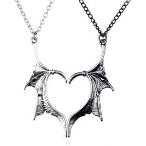 Kal-Colliers Pour 2, Couple Collier, Demi-Coeur Pendentif Chaîne Ailes De Démon Épissage Collier Amitié Collier Ensemble De 2 Amitié Éternelle Bijoux Amis Cadeau Pour Femmes Filles, Heart - Neuf