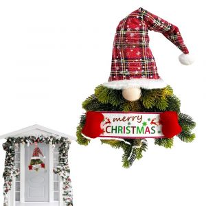 Pendentif De Porte En Forme De Vieil Elfe Sans Visage Repr&eacute;sentant Une Couronne De No&euml;l - Neuf