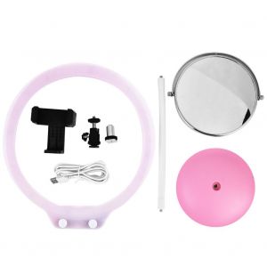 ZOMEI Mini anneau lumineux video 3200K - 5500K 128 LED 10,5 pouces, lampe a intensite variable pour photographie (rose) - Neuf