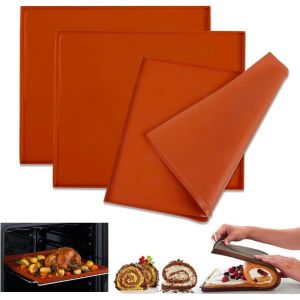 AYUHR-3 Pièces Silicone Plaque Génoises 30 X 25 X 1 cm, Tapis de Cuisson pour Séchoir à Fruits Roulés Suisses, Tapis à Gâteau Roulé Suisse, Moule Genoise Rectangulaire, Réutilisable, Anti-adhésif, Av - Neuf