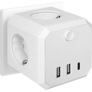 Cube Multiprise 7 En 1 Sans Câble, 4 Prises Cube Multiprise Avec Interrupteur, Multiprise 16 A 4000 W, Cube De Prise Avec 2 Usb-A Et 1 Usb-C, Adaptateur De Prise Pour Bureau, Maison, Voyage - Neuf