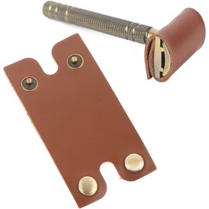 Housse De Rasoir De S&eacute;curit&eacute; En Cuir &Eacute;tui De Protection En Marron Pour Rasoirs De S&eacute;curit&eacute; Protecteur Cuir Pour Rasoirs 1 Pi&egrave;ce, Gardez Votre Rasoir Bien Prot&eacute;g&eacute;, Facile &Agrave; Transporter - Neuf
