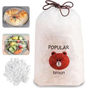 LETNERNY-300 Pièces Couvercles Alimentaires Élastiques, Film Alimentaire Reutilisable Sacs De Conservation Frais Sacs De Conservation Des Aliments En Plastique, Pour Garder Les Aliments Frais - Neuf