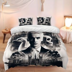 Parure De Lit 3 Pieces Avec Housse De Couette Et 2 Taies D'oreiller, Motif Dessin Anime Harry Potter, 100 X 135 Cm, 120 X 150 Cm, Pour Chambre À Coucher, Noël, Halloween, Toutes Sa - Neuf