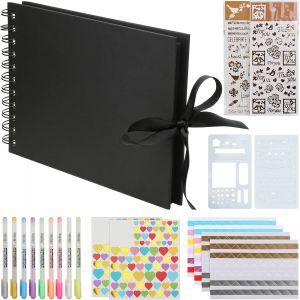 Hc Album Photo Scrapbooking A5 Album Photo Vierge De 60 Pages Avec 9 Stylos De Couleur, Autocollants Diy Album Livre Photo Livre Vierge Pour Mariage Bebe Photo, Ak-Fo, Argent - Neuf