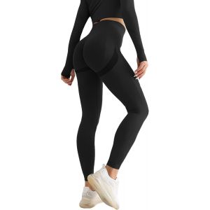 Asfasfq-Legging De Sport De Compression Femme Taille Haute Scrunch Butt Leggings Push Up Fitness Pantalon De Sport Yoga Opaque Sans Couture Slim Fit - Neuf