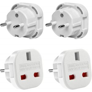 JGD-Olivera 2X Adaptateur Voyage Prise Anglaise vers France, Aadaptateur UK vers FR, Adaptateur de Voyage UK Type G vers Type C pour l'Allemagne, l'Irlande, Les Pays-Bas, la Pologne, la Su&egrave;de. - Neuf