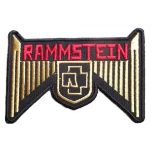 Patch Rammstein Noir Et Or Inscription En Rouge 9.5x6.5 Cm &Eacute;cusson Rock Roll Thermocollant - Neuf