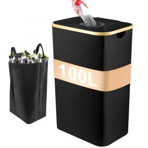 Bac de Collecte de Bouteilles 100L, Poubelle de Cuisine, Conteneur de Stockage de Bouteilles, Conteneur en Verre Usag&eacute;, Collecteur de Bouteilles Perfor&eacute;, Panier de Stockage de Bouteilles de Boissons Pliable - Neuf