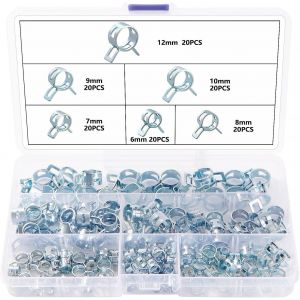 Kalanka-120 Pi&egrave;ces 6/7/8/9/10/12 Mm Clip &Agrave; Ressort Tuyau Serrage, Colliers De Serrage &Agrave; Ressort, Clips &Agrave; Ressort Tuyau Serre-Joints &Agrave; Tuyaux Colliers De Clip &Agrave; Ressort, Argent&eacute; - Neuf