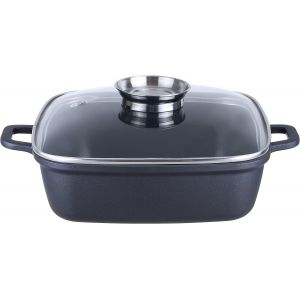 Subzonal-122425 Sauteuse Santorin, Fonte D&iquest;Aluminium, 35 X 28 Cm, 3,8 Litres, Avec Couvercle En Verre - Neuf