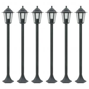 Lot De 6 Lampes De Jardin &Agrave; Piquet Style D'ambiance 110 Cm En Aluminium Vert Fonc&eacute; Helloshop26 02_0045890 - Neuf