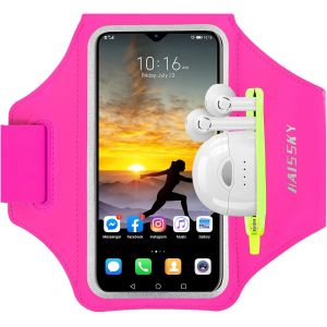 Kal-Brassard De Sport Avec Poche Écouteur Pour Iphone 15 Pro Max 14 13 12 Pro 11 Xr Xs X, Smartphone Running Pour Jogging Cyclisme Randonnée (Rose) - Neuf