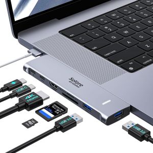 Adaptateur Macbook Pro/Air Hub Usb C 7 En 2 Avec 4K Hdmi, Thunderbolt 3 Et Usb-C 100W, 2 Usb 3.0, Usb C 3.0, Lecture De Carte Sd/Tf, Adaptateur Mac Pour Macbook Pro 2022-2016 Macbook Air 202[Z152] - Neuf