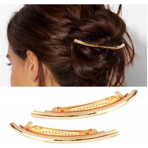 Barrette &Agrave; Cheveux En Forme De Tube Dor&eacute; - Barrette &Agrave; Cheveux Minimaliste En M&eacute;tal - Accessoires D&eacute;coratifs Pour Cheveux Pour Femmes Et Filles (Dor&eacute;) - Neuf