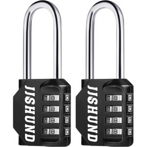 2 Pcs Cadenas Code 4 Chiffres Long, Alliage de Zinc Cadenas &agrave; Combinaison Antirouille Cadenas Casier Code pour Placard Gym Garage (Noir) - Neuf