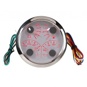 Manometre de pression d'huile 4 en 1 pour bateau, 85 mm, DC 9 a 32 V, en acier inoxydable, etanche a la poussiere, pour camping-car, bateau, yacht, moto, blanc, ¡ãF/PSI - Neuf