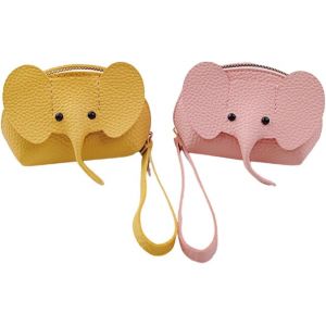 2 Pack Porte-Monnaie Éléphant,Petit Porte-Monnaie En Cuir,Mini Porte-Monnaie À Fermeture Éclair,Porte-Monnaie Court Ultra-Mince,Portefeuille Clé Léger - Neuf