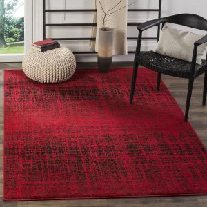 Tapis Contemporain Pour Salon, Salle &Agrave; Manger, Chambre &Agrave; Coucher - Adirondack Collection, Tapis &Agrave; Poil Court, Rouge Et Noir, 120 X 180 Cm - Neuf