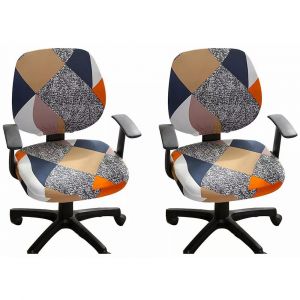 Lot de 2 housses extensibles pour chaises de bureau et de gaming pivotantes - Style 1 - Neuf