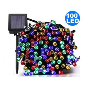 Guirlande Lumineuse Solaire De 12 M Avec 100 Led, 8 Modes D'&eacute;clairage, &Eacute;tanche, Pour Int&eacute;rieur/Ext&eacute;rieur - Neuf