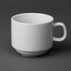 Mevronisshop-Tasse &Agrave; Th&eacute; Empilable Whiteware 200 Ml (Lot De 12), En Porcelaine Blanche, &Eacute;quipement De Restauration, R&eacute;sistantes Aux &Eacute;clats, Compatibles Avec La Soucoupe Cb468, Passent Au Micro Ondes, - Neuf
