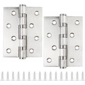Lot de 2 charni&egrave;res &agrave; roulement &agrave; billes pour charges lourdes - 10 cm - En acier inoxydable argent&eacute; - Avec 8 trous - Pour portes massives, porte de jardin, int&eacute;rieur et ext&eacute;rieur (100 x 75 x 12 mm) - Neuf