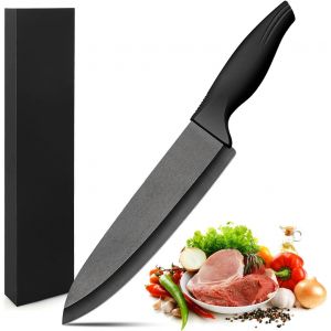Mevronisshop-Couteaux En C&eacute;ramique, Chef Couteaux Couteau De Santoku Couteau C&eacute;ramique Cuisine Noir Avec Poign&eacute;es Ergonomiques Abs Pour Couper Fruits L&eacute;gumes Viande L&eacute;ger Et Durable 7 Pouces - Neuf