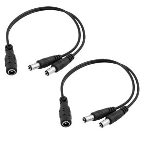 2 pcs DC câble répartiteur d'alimentation, 1 femelle vers 2 Mâle 5.5 mm x 2.1 mm Camera câble répartiteur d'alimentation CC, branche câble DC Jack Y Splitter - Neuf