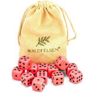 Sansh-® Lot De 6, 12, 20, 30 Ou 50 Dés De Haute Qualité De La Marque ® Taille Standard 16 Mm Cube Acrylique Bouton Cube De Jeu Dice 6 Côtés Accessoires De Jeu Avec Sac En Tissu (Rose, 12 - Neuf