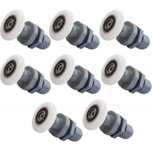 8 Morceaux de Rouleau de Roulette de Roue pour Porte de Douche, 25mm Douche de Lanceur de sorts, Roulettes Porte Coulissante, Convient pour les Portes en Verre avec une Épaisseur de 4-6mm - Neuf