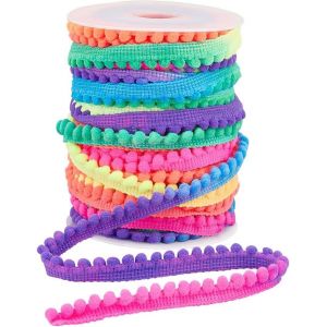 Tianyi-22.8m Garniture À Pompons Arc-En-Ciel, Garniture À Franges En Boule 11 Mm De Large Ruban De Dentelle À Coudre Avec Pompons De 4 Mm Pour Rideau Oreiller Vêtements Artisanat De Bricolage - Neuf