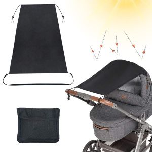 Voile Pare-Soleil Universel 12x12 Cm Pour Poussette, Protection Uv 50+, Fonction Store Occultant, Housse Incluse, 0,2 Kg, Accessoire Pratique Bébé Pour Voyage Et Sortie Extérieure - Noir - Neuf