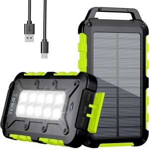 Chargeur Solaire 26800mah, Pd15w Batterie Externe Solaire Power Bank Portable Usb C 3,0a Charge Rapide Avec 3 Ports, Câbles Et Lampe Pour Smartphone, Tablette, Camping Et Plus (Ver[Car780986] - Neuf
