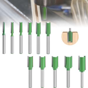 KAL-11 Pièces 6 Mm Queue Fraise Defonceuse, Fraise Droite, Fraise À Bois Fraise Extra-Longue, Mèches Carbide Router Bits Fraise À Menuiserie, Pour Le Travail Du Bois (4Mm-16Mm) (6Mm) (11) - Neuf