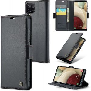 Maa-Coque Pour Samsung Galaxy A12 5g, Étui Housse En Rfid Protection Premium Pu Cuir Portefeuille Rabat Case Magnétique Stand Antichoc, Étui Case Pour Samsung Galaxy A12 5g, Noir - Neuf