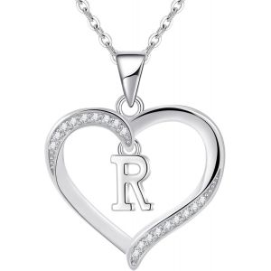 Tianyi-Pour Femme En Argent Lettre Initiale A-Z Coeur Collier Personnalis&eacute; Pr&eacute;nom Initial Collier Bijoux Femme Argent Cadeau Pour Anniversaire F&ecirc;te Des M&egrave;res Saint Valentin - Neuf