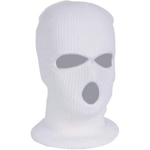 Masque De Ski Cagoule 3 Trous, &Eacute;charpe, Visi&egrave;re, Coupe-Vent, Chaud, Blanc, Id&eacute;al Pour Le Ski, Les Sports De Glisse Et La Moto En Hiver. Couverture Int&eacute;grale Du Visage En Maille. - Neuf