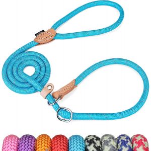 Lasso Pour Chien, 150 Cm Laisse Coulissante De Dressage Avec Frein, R&eacute;fl&eacute;chissant, Etrangleur Pour Chiot, Petits, Moyens, Grands Chien (6mm, Bleu) - Neuf