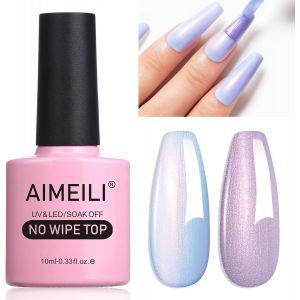 Kal-2 En 1 Brillant Perle Top Coat Vernis À Ongles Gel Semi Permanent Nacré Glitter Finish No Wipe Top Coat Longue Durée 10ml -05 - Neuf