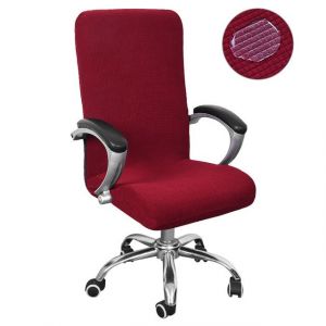 Universel Extensible Chaise De Bureau De Couverture En Microfibre Lavables Chaise De Bureau Couvercle Extensible Fauteuil Couvre Confortable Fauteuil De Direction (Rouge, S) - Neuf