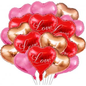 SJZG-Ballon Coeur 24 Pcs,Ballon Mariage Rouge Rose Champagne,Ballon Coeur Helium,Ballon Helium Coeur Pour Anniversaire,Deco Mariage, Saint Valentin, Décoration De Fête De Noël - Neuf
