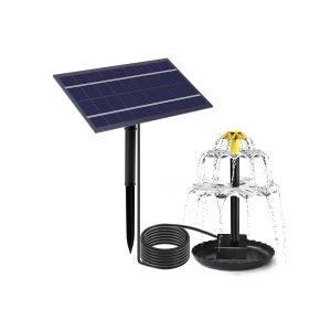 Fontaine Solaire &Agrave; 3 Niveaux Pour Bain D'oiseaux, Id&eacute;ale Pour Terrasse, Cour Et Balcon - 4 W, Aliment&eacute;e &Agrave; L'&eacute;nergie Solaire, Avec Pompe Et Accessoires. - Neuf