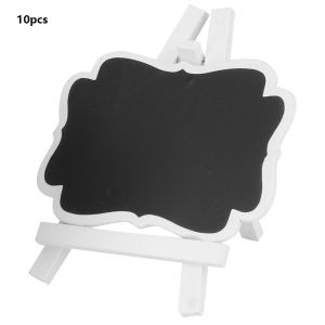 Lot de 10 mini tableaux noirs en bois avec support pour notes, messages, avis - Neuf