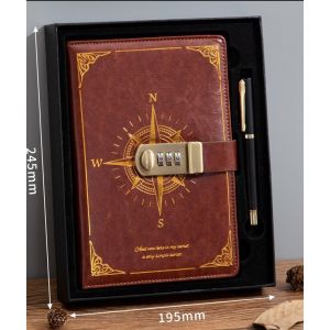Carnet De Voyage, Carnet Avec Cadenas, Journal Intime Avec Code (Modèle Boussole), Carnet Secret Pour Fille, Papeterie Scolaire, Cadeau D'anniversaire, 22 X 15 Cm - Neuf
