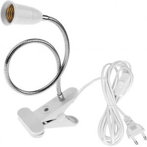 Ampoule À Pince À Douille E27,Pied De Lampe De Table À Led Avec Interrupteur,Douille À Pince Avec Col De Cygne 360,Avec Câble De 2,2 M - Neuf