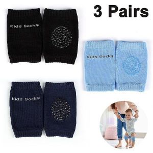 3 Paires De Genouillères Antidérapantes Et Souples Pour Bébé - Protection Confortable En Coton Et Silicone Pour Les Tout-Petits (0-3 Ans) - Neuf