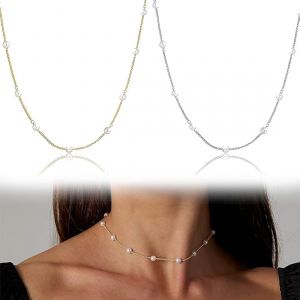 1 Paire Collier Perle Femme Collier Or 14k Argent Ras Du Cou Collier Chaine Argent Femme Choker Collier Simples Perle Collier Ras Du Cou Perle Pour Femme Bijoux Or Cadeaux - Neuf