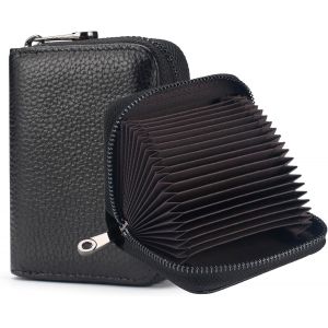 TIANYI-Porte-Cartes de cr&eacute;dit pour Femmes Petites Cartes de cr&eacute;dit Portefeuilles en Cuir v&eacute;ritable RFID Blocking Ladies Card Case Female Multi Card Organizer Zipper Purse with 20 Card Slots - Neuf